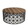 Hanah Home Selin Metal Ferforje Mesa de Centro Nogal y Negro